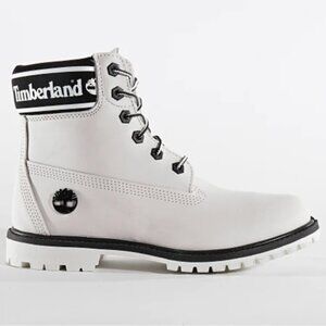 Timberland Premium 6 Inch Waterproof White Nubuck Logo Boots